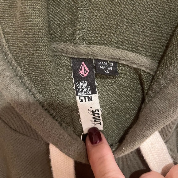 Volcom Vintage Olive Drab Cropped Hoodie, size XS - Picture 7 of 7